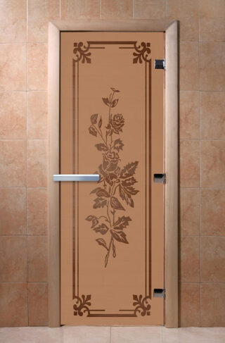 Дверь для бани/сауны DoorWood Розы бронза матовая(Размер 2000*600 мм, Расположение Правая)