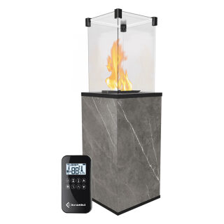Газовый камин Kratki PATIO/MINI/G31/37MBAR/Q/N/P/G NATURALI PIETRA GREY с пультом ДУ