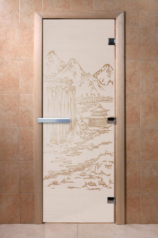 Дверь для бани/сауны DoorWood Китай сатин(Размер 2000*600 мм, Расположение Левая)