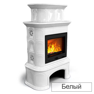 Каминная облицовка КимрПечь Прованс с дровником центральная двухъярусная МЛ-700(Исполнение Однотонный C, Цвет / Декор Оранжевый матовый [D2])
