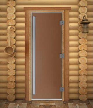 Дверь для бани/сауны DoorWood Престиж Pro(Размер 1900*700 мм, Цвет стекла Матовая бронза)