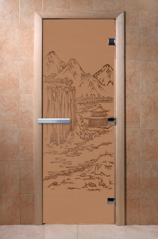 Дверь для бани/сауны DoorWood Китай бронза матовая(Размер 2100*900 мм, Расположение Левая)