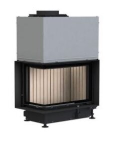 Каминная топка Brunner Eck-Kamin 42/57/30 L с подъёмом (стекло - угловое)(Монтажная черная рама 50 мм)