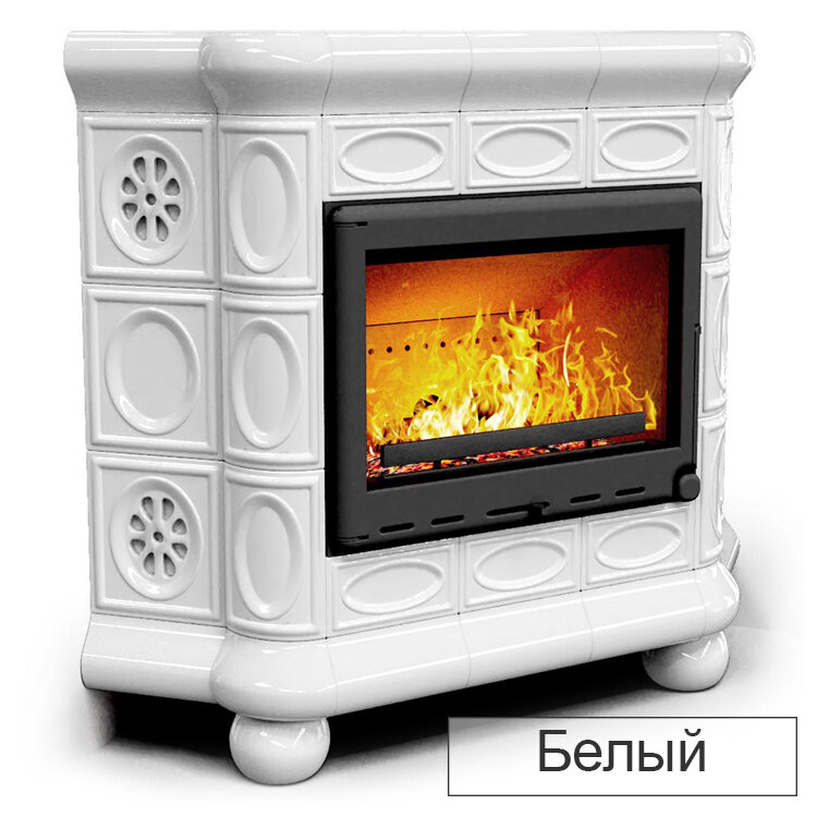 Каминная облицовка КимрПечь Медальон угловая (Исполнение Однотонный B, Цвет / Декор Олива [D4])