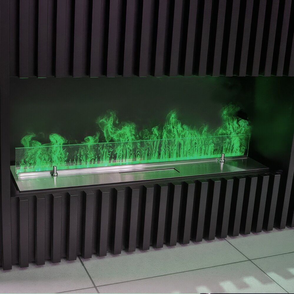 Электрический очаг Schones Feuer 3D FireLine 1500 RGB Pro со стальной крышкой(Латунная панель)