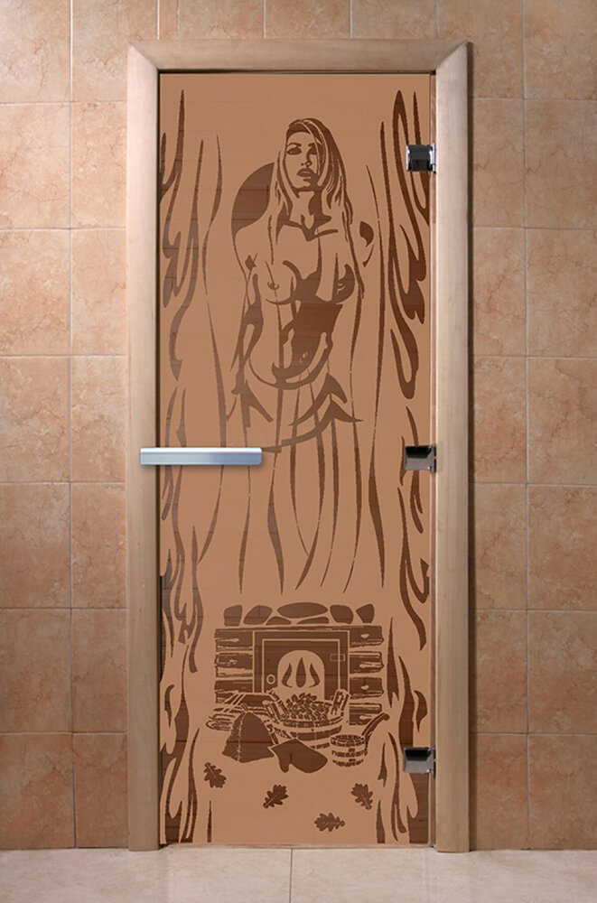 Дверь для бани/сауны DoorWood Горячий пар бронза матовая(Размер 2000*800 мм, Расположение Левая)