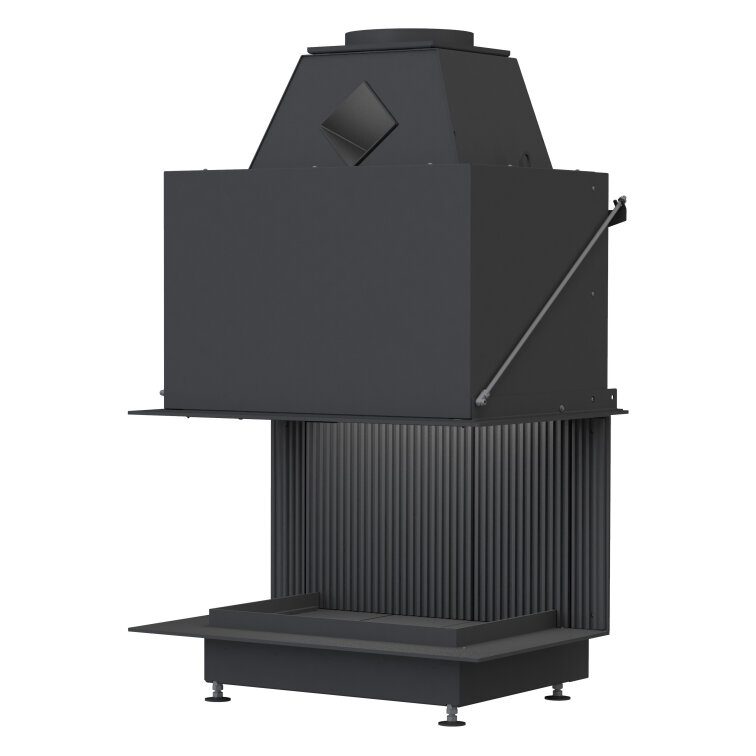 Каминная топка Brunner Urfeuer Panorama 50/44/66/44(Монтажная рама, черная, 60 мм,R2,90°/L2,90°)
