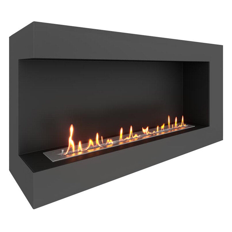 Встраиваемый угловой биокамин SteelHeat GRAND 1200(Расположение Левый, Стекло Без стекла, Стемалит Со стемалитом)