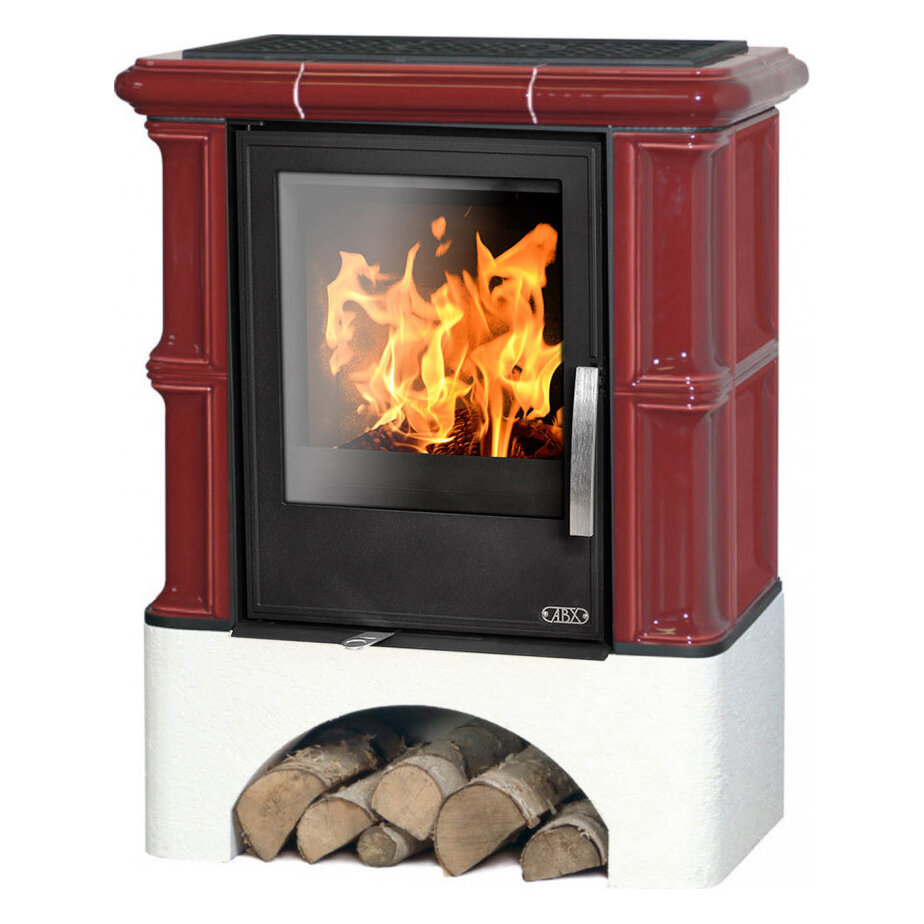 Кафельная печь-камин ABX Bavaria KI (белый цоколь)(Табак)