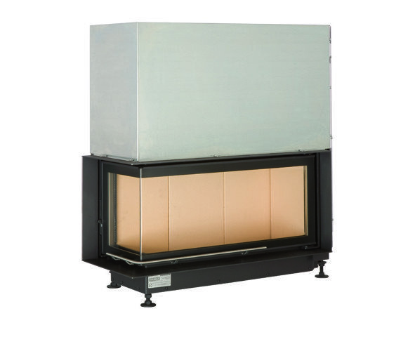 Каминная топка Brunner Architektur-Kamin Eck 38/86/36 L с подъёмом (стекло - угловое)(Монтажная черная рама 70 мм)