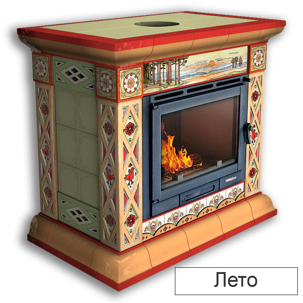 Каминная облицовка КимрПечь Билибин декоративная центральная (Исполнение  Однотонный A, Цвет / Декор Белый [B1])
