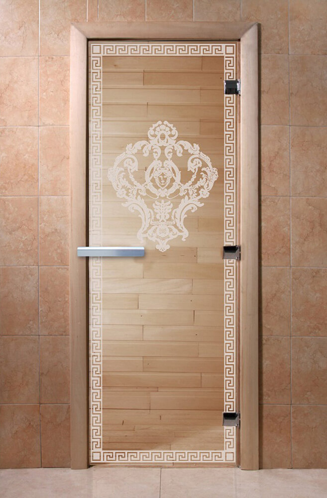 Дверь для бани/сауны DoorWood Версаче прозрачная(Размер 1900*600 мм, Расположение Левая)