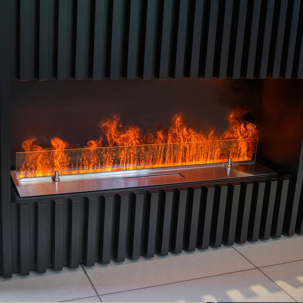 Электрический очаг Schones Feuer 3D FireLine 1200 RGB Pro со стальной крышкой(Нержавеющая панель)