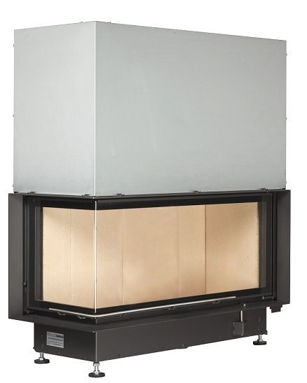 Каминная топка Brunner Architektur-Kamin Eck 45/101/40 L с подъёмом (стекло - угловое)(Монтажная черная рама 50 мм)