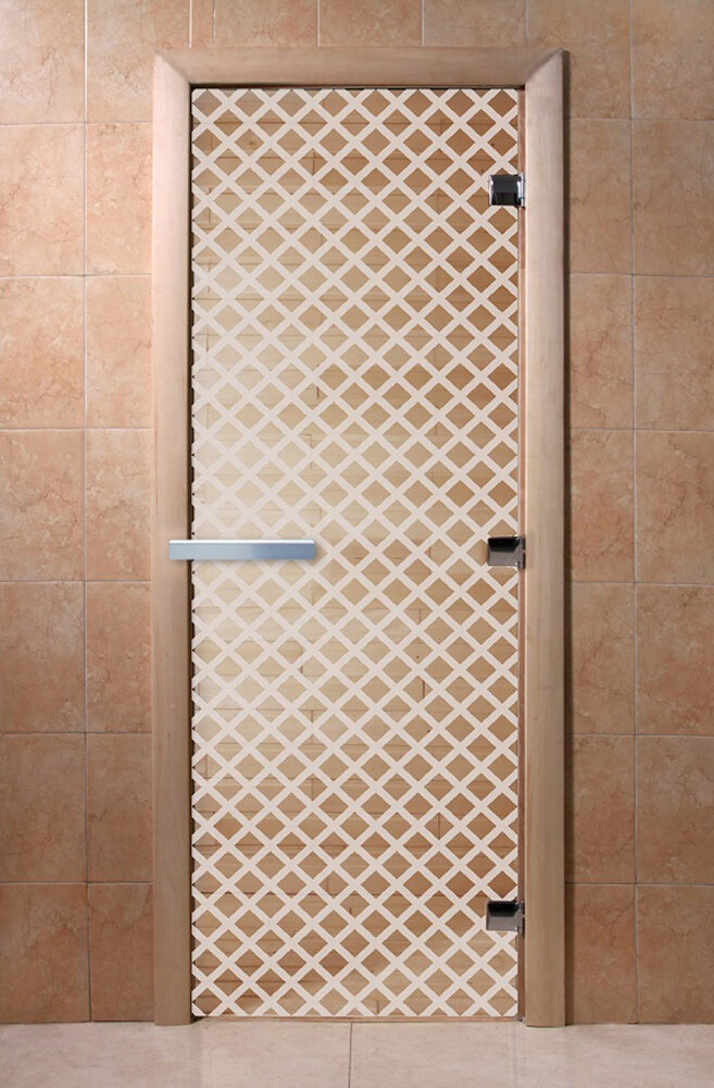 Дверь для бани/сауны DoorWood Мираж прозрачная(Размер 2100*900 мм, Расположение Правая)