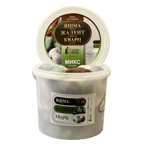 Камни для бани МИКС ПРЕМИУМ (Кварц 5 кг., Яшма 5 кг., Жадеит 5 кг.)