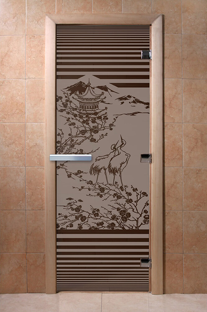 Дверь для бани/сауны DoorWood Япония черный жемчуг матовая(Размер 2000*800 мм, Расположение Правая)