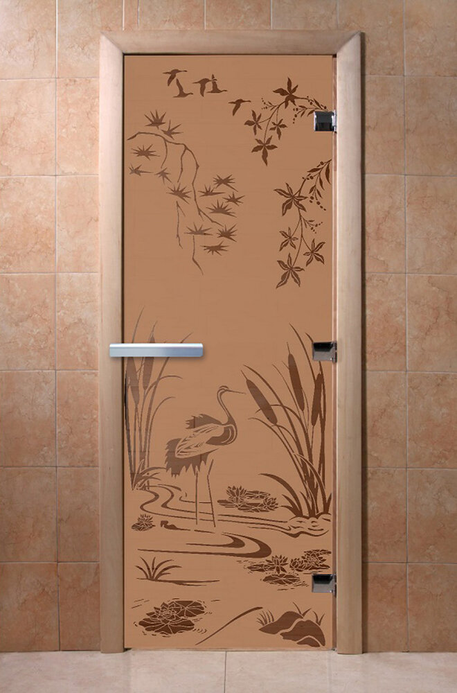 Дверь для бани/сауны DoorWood Камышовый рай бронза матовая(Размер 2000*900 мм, Расположение Правая)
