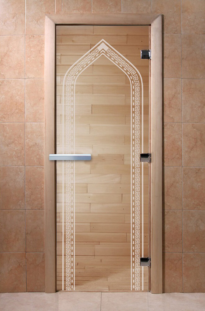 Дверь для бани/сауны DoorWood Арка прозрачная(Размер 2100*700 мм, Расположение Левая)