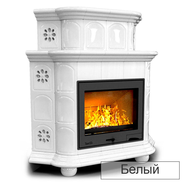 Каминная облицовка КимрПечь Прованс угловая декоративная двухъярусная(Исполнение Однотонный B, Цвет / Декор Волна светлая [F2])