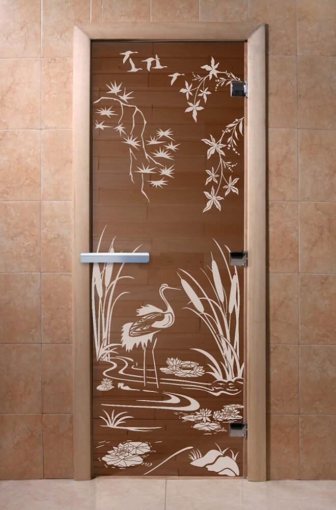 Дверь для бани/сауны DoorWood Камышовый рай бронза(Размер 1800*800 мм, Расположение Левая)