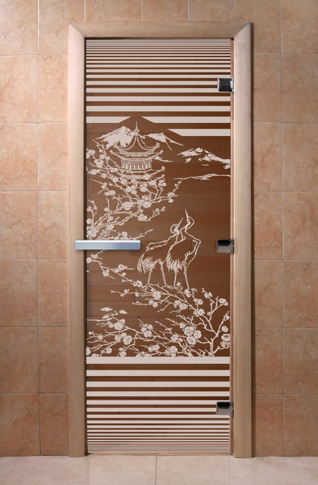 Дверь для бани/сауны DoorWood Япония бронза(Размер 1900*600 мм, Расположение Левая)