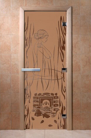 Дверь для бани/сауны DoorWood Волшебный пар бронза матовая(Размер 2100*700 мм, Расположение Правая)