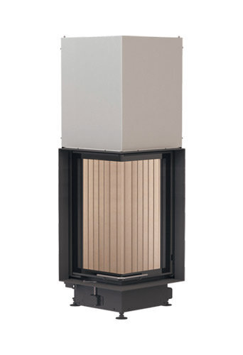 Каминная топка Brunner Eck-Kamin 70/33/33 с подъёмом (стекло - угловое)(Монтажная черная рама 50 мм)