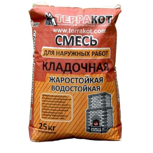 Смесь кладочная жаростойкая для наружных работ 25 кг. ТерраКот