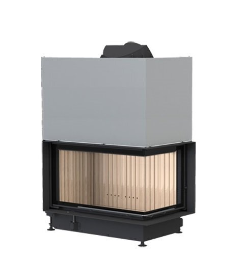 Каминная топка Brunner Eck-Kamin 45/82/48 с подъемом (стекло - угловое правое)(С модулем MAS (комплект 440) двухслойным с монтажной черной рамой 70 мм)