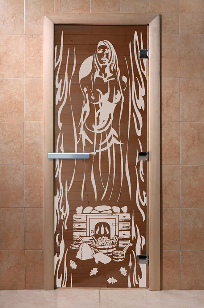 Дверь для бани/сауны DoorWood Горячий пар бронза(Размер 2000*900 мм, Расположение Левая)