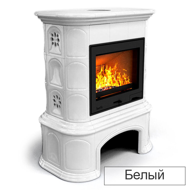 Каминная облицовка КимрПечь Прованс с дровником пристенная декоративная(Исполнение Однотонный C, Цвет / Декор Серый светлый матовый [C2])