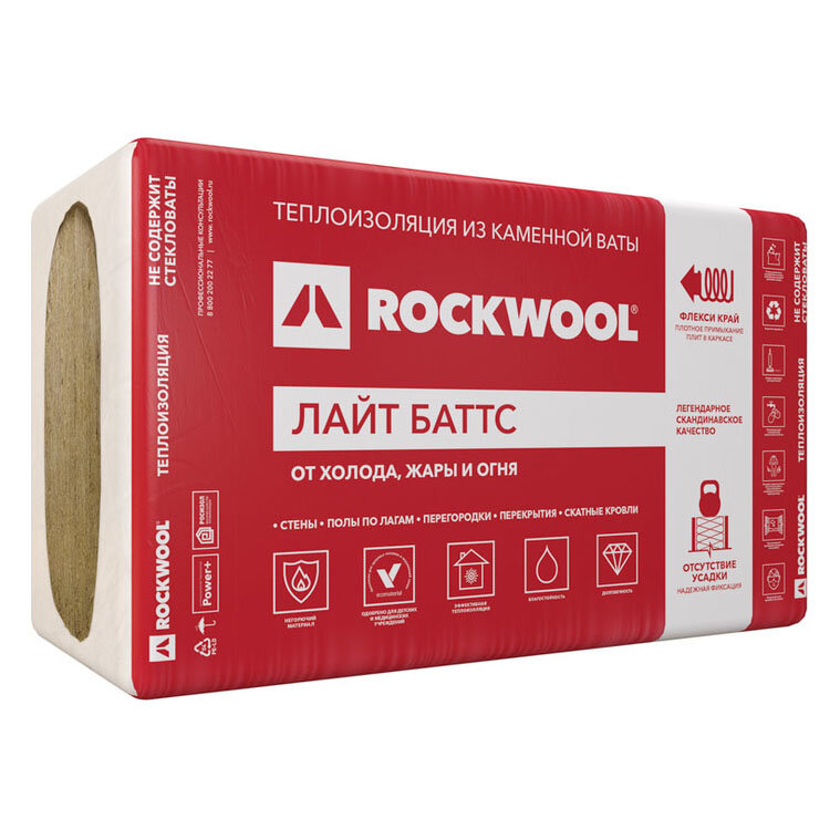 Утеплитель Rockwool Лайт Баттс 50х600х1000 мм 6 кв.м