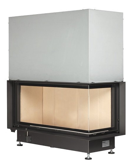 Каминная топка Brunner Architektur-Kamin Eck 45/101/40 R с подъёмом (стекло - угловое)(Монтажная черная рама 70 мм)