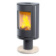 Печь-камин Astov R1 N(Крышка/Основание Крема Беж/Сталь, Радиусное стекло, Ручка Длинная(Черная)